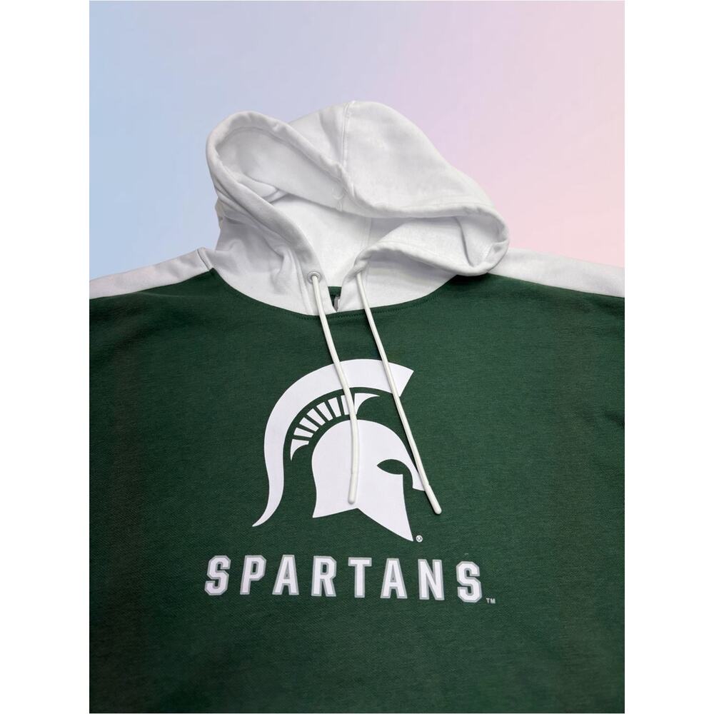 MICHIGAN STATE SPARTANS Men’s XXL Green White Hoodie Sweatshirt - Picture 3 of 4